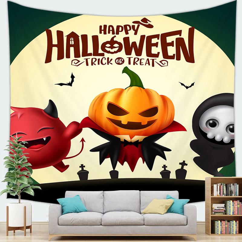 Home Decor Halloween Wall Tapestry Halloween Party Devil Pumpkin Skull Black Cat Decoration Tapestry Backdrop Cloth