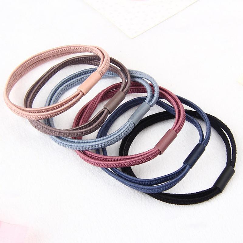 Double Flat Thread Two-in-one Hair Band Double Strand Hair Tie Dark High-elasticity Hair Band for Women