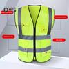 Kamizelka robocza męska damska odblaskowa kamizelka dekolt w serek bez rękawów zamek błyskawiczny plisa oddychająca nocna kamizelka bezpieczeństwa