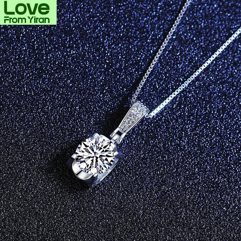 Real 1 Carcat D Color Moissanite Pendant Necklaces Top Quality 100 % Tone Wedding Occasion Gathering Bridal Gathering Party Event