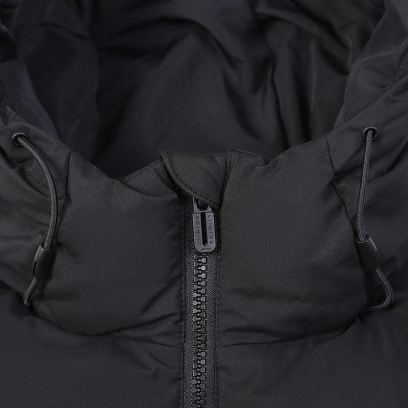 Li-Ning 2025 Winter Long Knee-Length Warm Hooded Sports Jacket Cotton Fashion Simple Comfortable Trendy Long Cotton Coat Unisex outerwear AFMU037-10