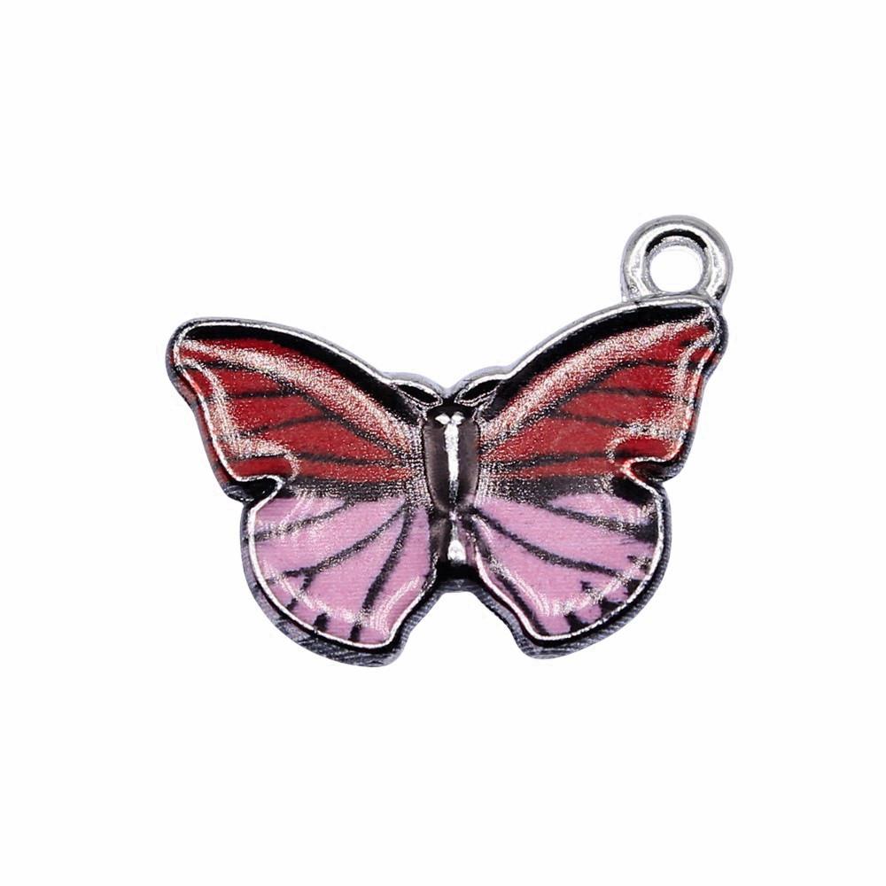 Enamel Charms Multi Color Butterfly Pendants For Floral Themed Jewelry
