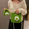 Tote bag, wool puff flower bag, sweet flower handwoven bag, ice bar thread crochet wool women's bag