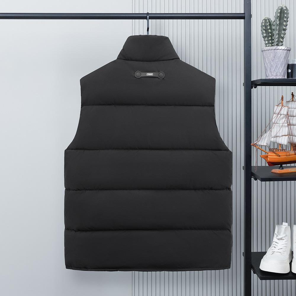 Winter New Men's Solid Color Warm Thickened Cotton Vest Men's Stand-up Collar Vest Jacket