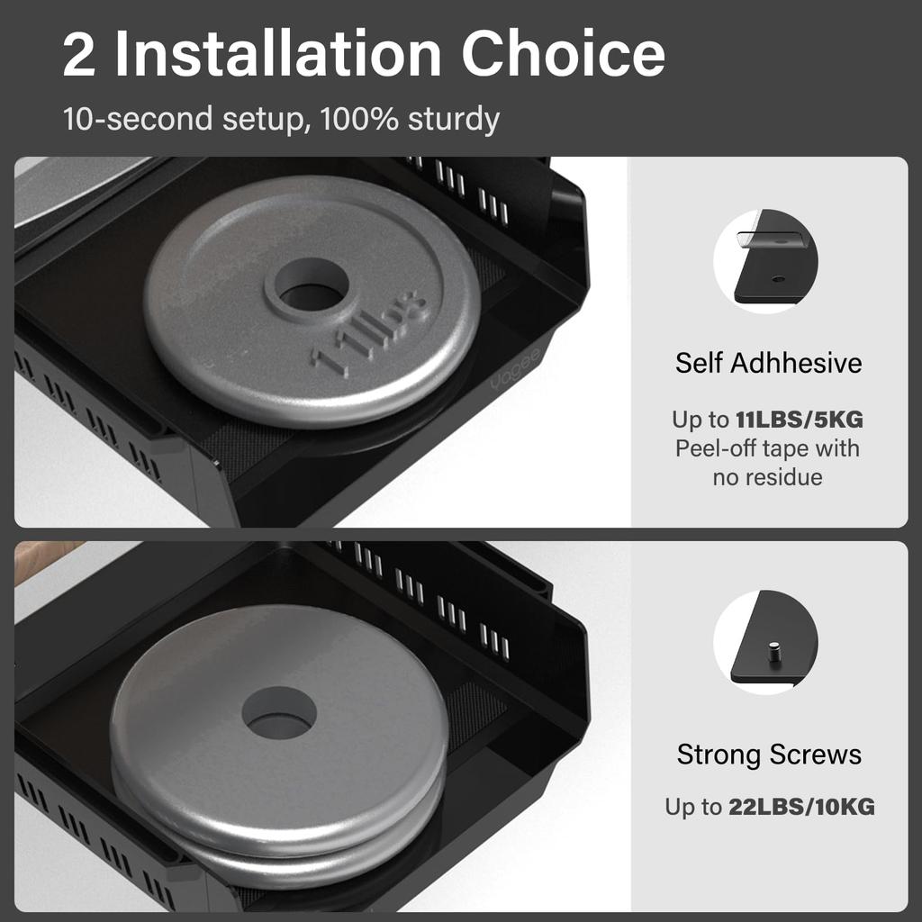 YaGee Podstolní kabelový žlab, Samolepicí, Podstolní zásuvka, Stojan na kabely pro domácí, kancelářské a výškově nastavitelné stoly, Skrytý úložný prostor na kabely, Černý