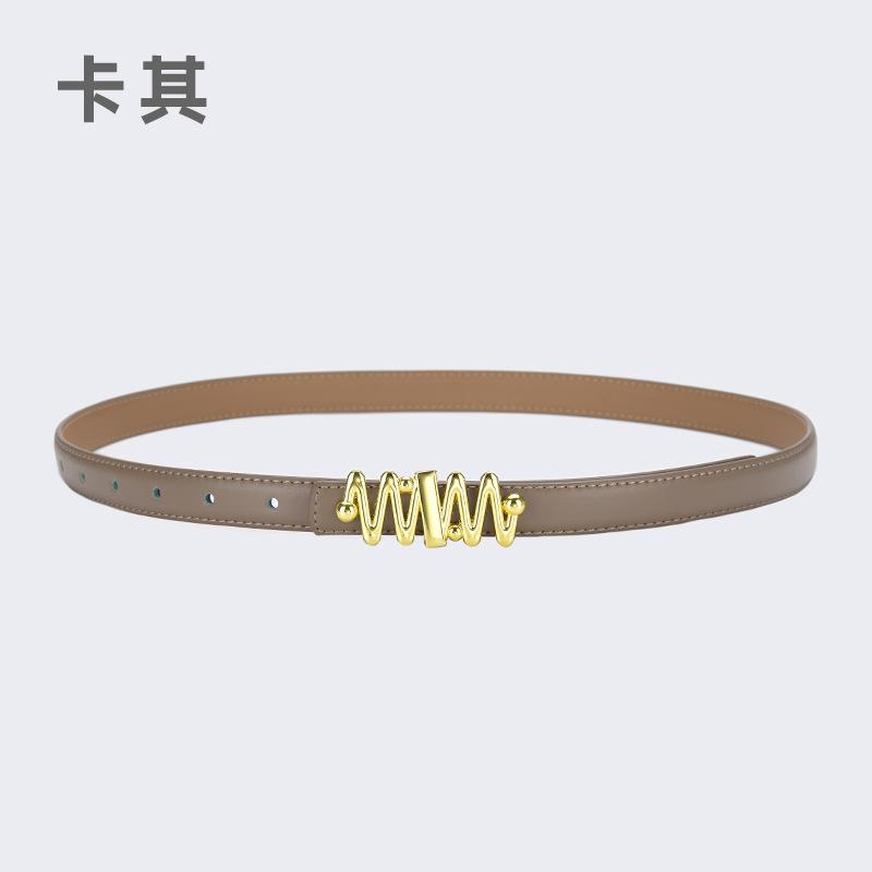 Belt Women'S Jeans Leather Simple Style Decoration Black Casual Thin Belt Tide