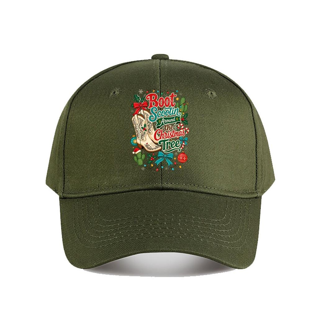 Festive Western Holiday Boots Typogr Baseball Cap Fashion Outdoor Sports Sunhat Unisex Snapback Cap Womens
