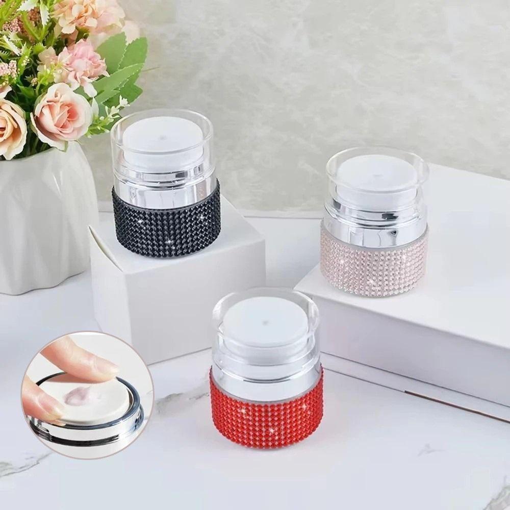 Luxury Rhinestone Cream Lotion Jar Vacuum Pump Face Cream Dispenser Cosmetic Cream Bottle Travel