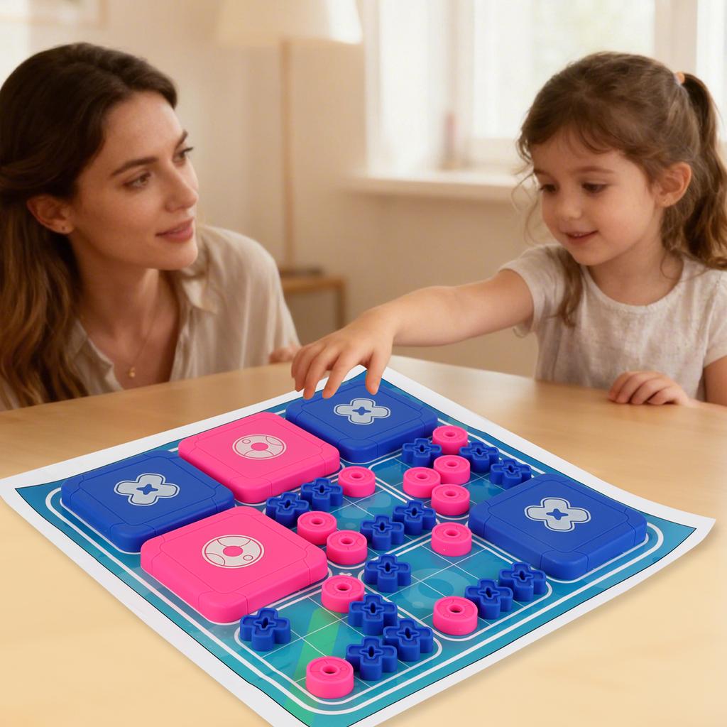 Tic Tac Toe Bolt Game Original 3-in-1 Handheld Puzzle Game Travel-Friendly Board Game Set for Kids and Adults