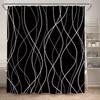 Black Striped Shower Curtains Modern Minimalism Lines Art Polyester Fabric Bathroom Bathtub Decor Bath Curtain Set With Hooks