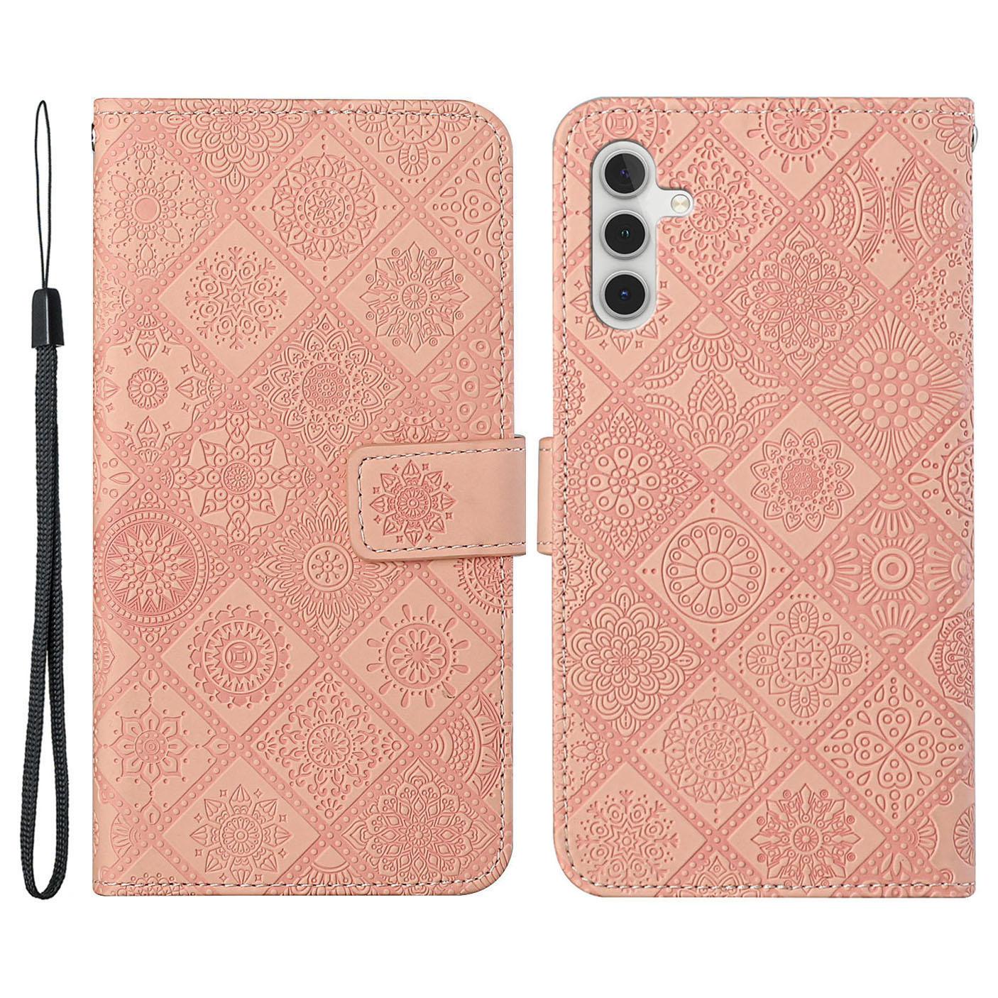 

For Samsung Galaxy A25 5G (Global) (161.0x76.5x8.3mm) Wallet Case Leather+TPU Ethnic Style Cover A
