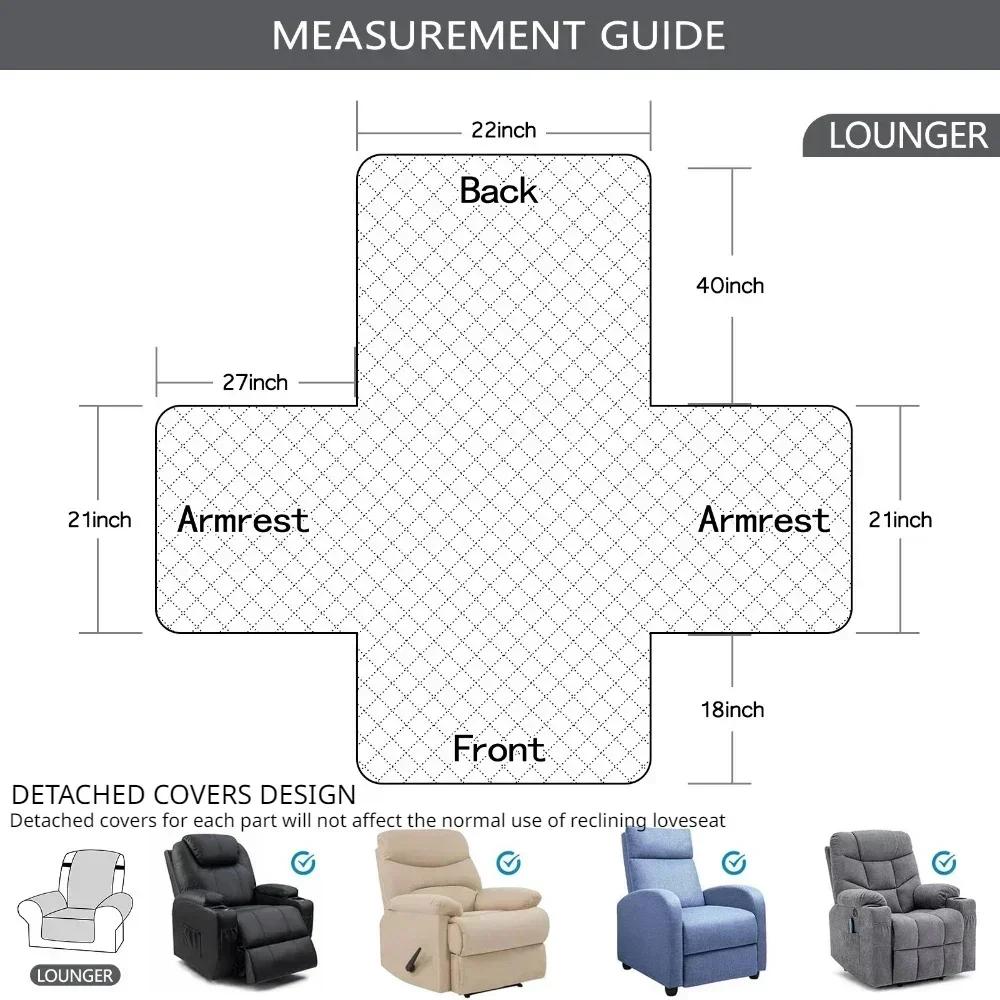 Recliner Sofa Covers Waterproof Sofa Slipcovers Non Slip Cover for Kids/Dogs/Pet Washable Furniture Protector with Elastic Strap