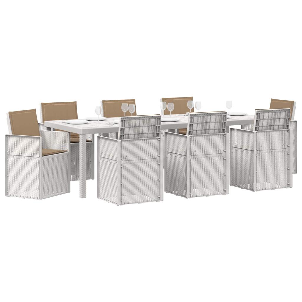 Garden Dining Set 9 pcs White and Taupe PP