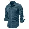 Men's Business Corduroy Shirt Long Sleeve Button Down Shirt with Double Chest Pockets Classic Fit Casual Work Shirt