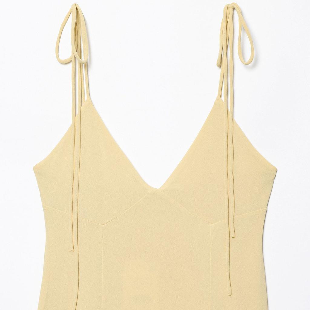 New European and American style slim and thin V-neck suspender sexy backless laminated decorative Midi dress