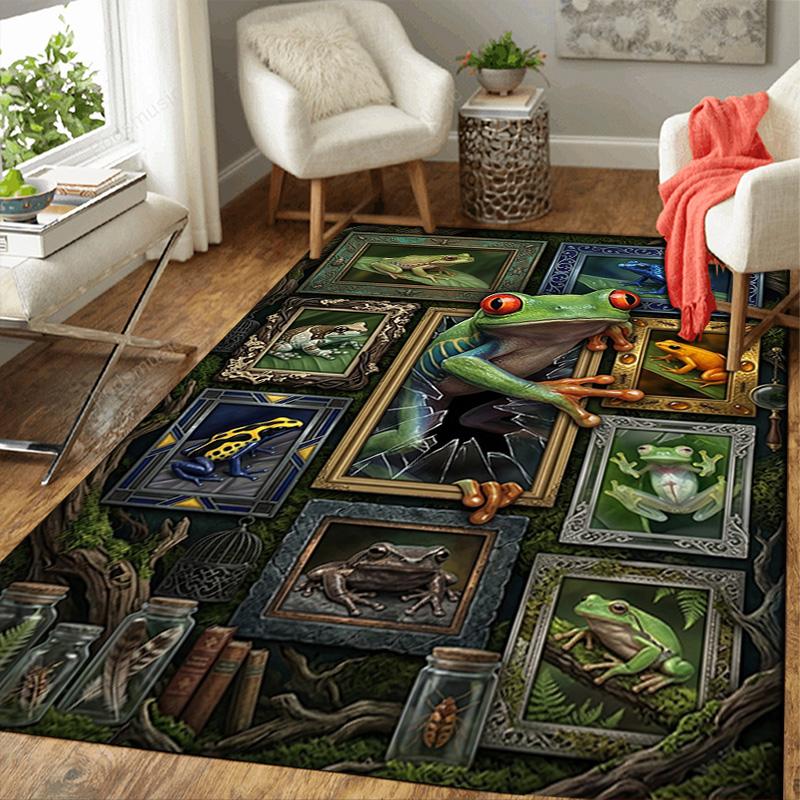Froggy Fantasy Pattern Rug Floor Mat for Living Room or Bedroom Soft and Comfortable Carpet a Gift for Birthday and Holiday.