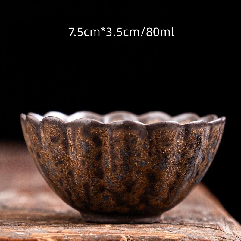 

Gilded Iron Glazed Tea Cup Old Rock Clay Handmade Master Cup Retro Chinese Dunhuang cup Tea Tasting Cup Tea Ceremony 200ml