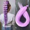 Synthetic Fiber Wig with Purple Ponytail Braid and Elastic Hair Tie