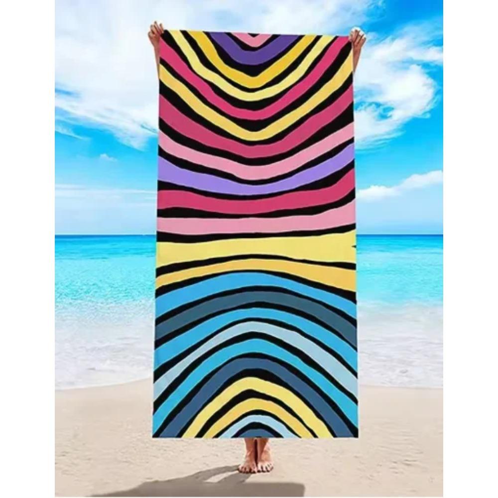 Vibrant Abstract Line Beach Towel, Large Microfiber Sand Free Quick Dry Towel for Summer Vacation Towels Bathroom Hand Towel