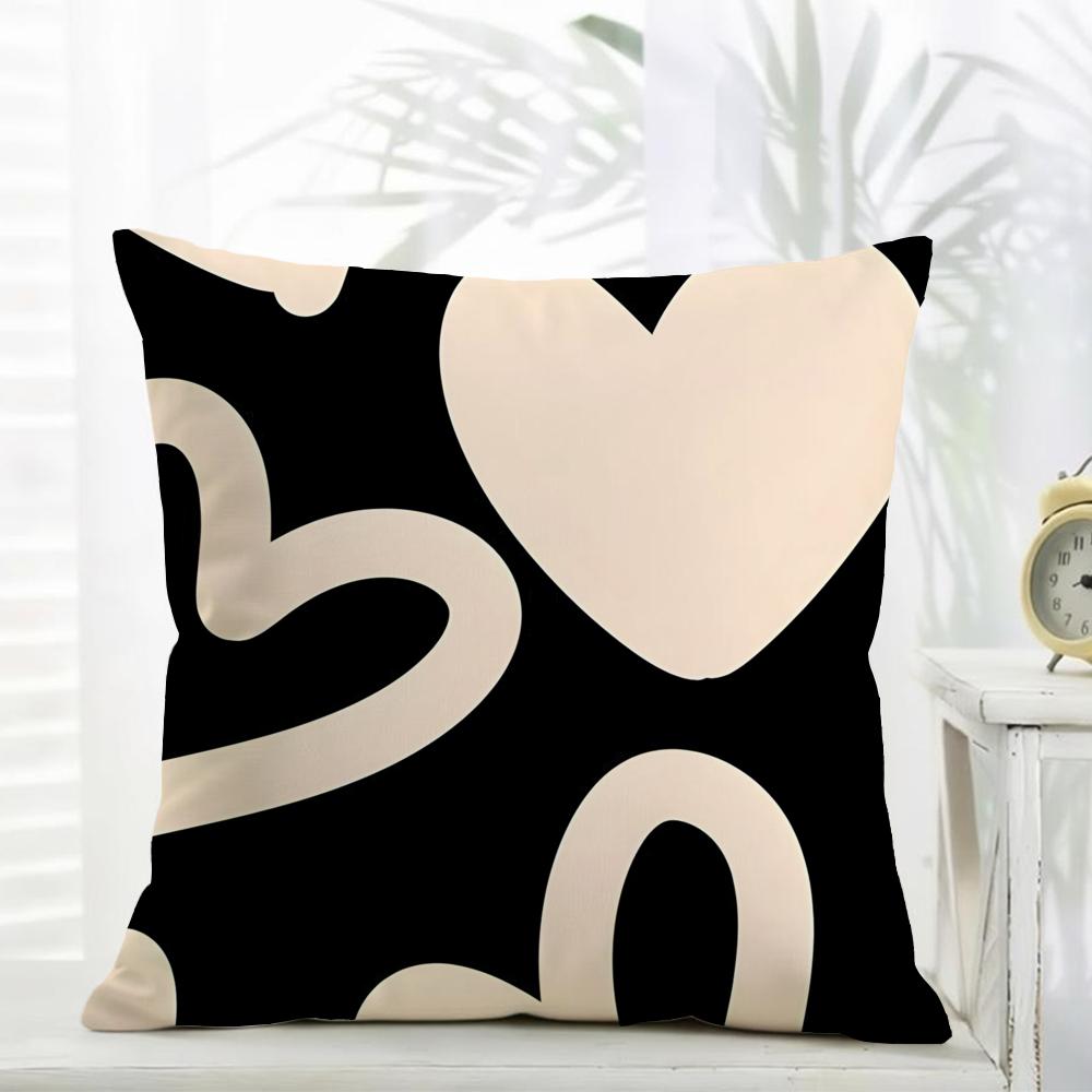 Fashion Love Heart Cushion Cover Comfort Daily Washable Linen Soft for Sofa Bed Home Room Decor