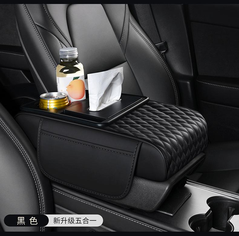 

Portable Center Console Armrest Cushion Multifunctional PU Leather Car Armrest Pillow Height Increasing Artificial leather чёрный