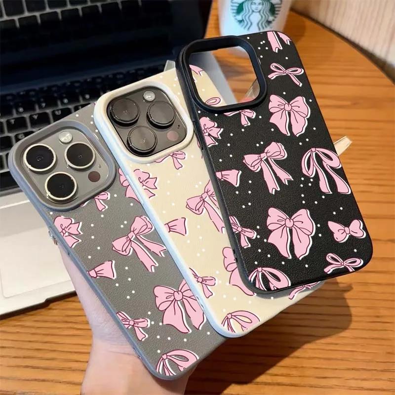 Pink bow tie mobile phone shell for iPhone 16Pro Max iPhone 16Pro iPhone 16 16Plus iPhone 11 12 13 14 15 Silicone Soft Shell