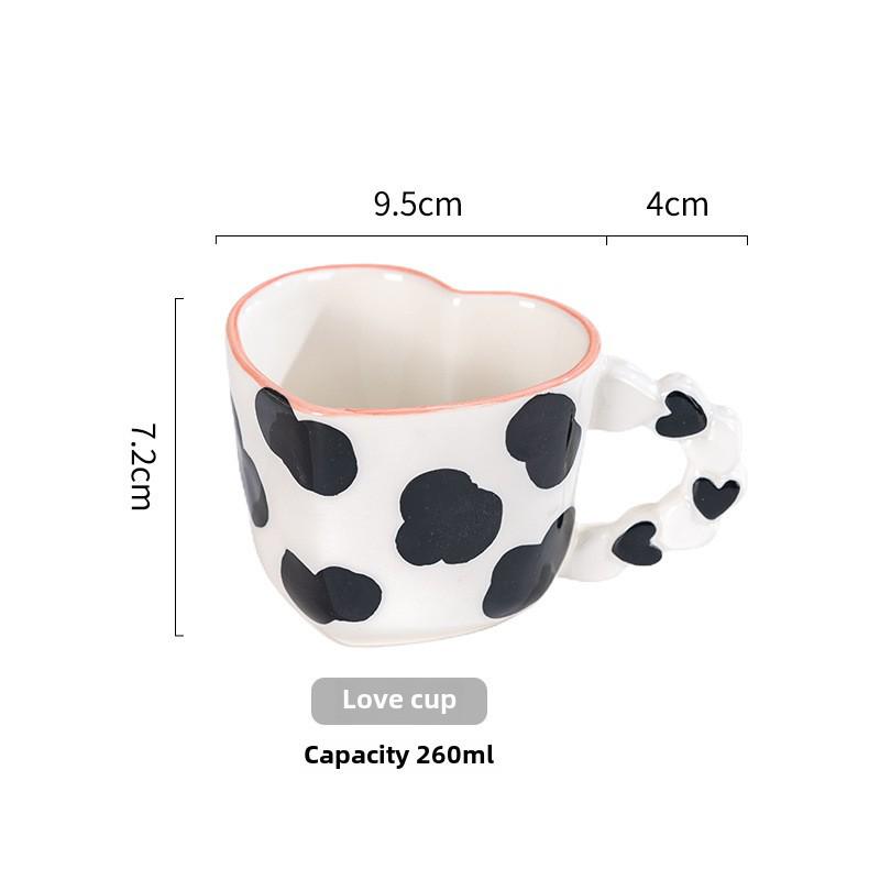 Ceașcă de cafea ceramică Fată Drăguță cu Farfurioară - Design Roz Iubire Pictat Manual