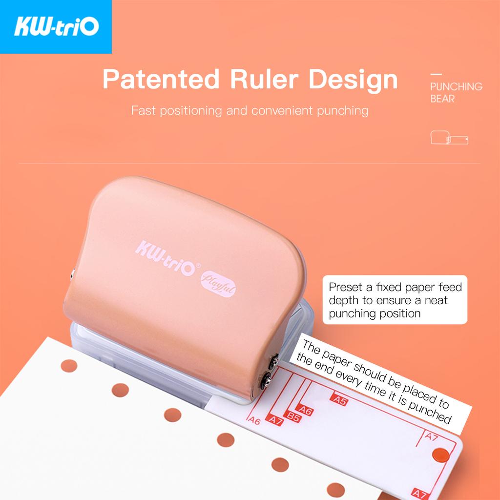 KW trio 99H3 Portable 3 Hole Punch Handheld Metal Hole Puncher 5 Sheet Capacity 6mm Aperture Paper Punch for A5 B5 A6