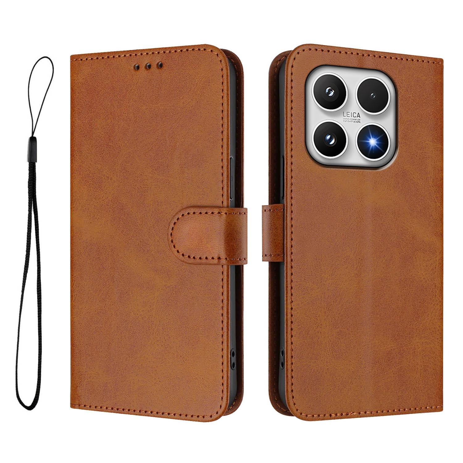 

For Xiaomi 17 Wallet Case RFID Blocking Calf Texture Leather Stand Phone Cover with Strap