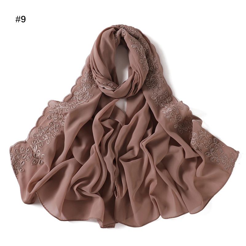 Fashion Lace Stitch Floral Bubble Chiffon Hijab Ramadan Beach Cover Shawls Women Sunscreen Headscarf Outdoor Windproof Head Wrap