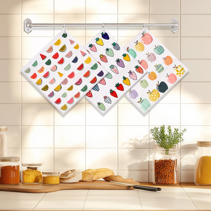 6 szt. Ściereczki szwedzkie z nadrukiem owoców Ekologiczne Ściereczki do naczyń Wielokrotnego użytku Chłonne Ściereczki do czyszczenia kuchni Zmywalne Ścierki do naczyń