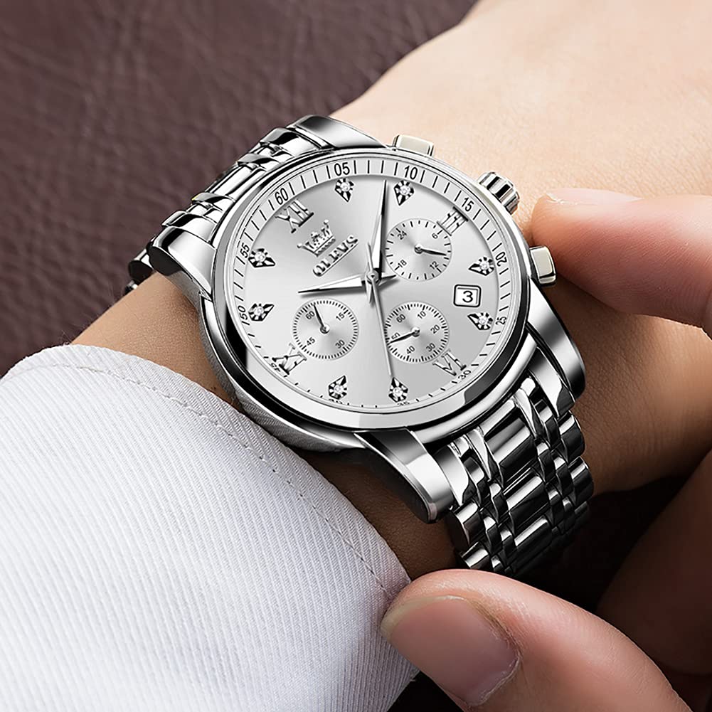 Olevs Fashionable Watches for Men Popular Arm Watches Waterproof Analog Business Adjustable Watches Quartz Sports Fashion Watches Chronograph Watches