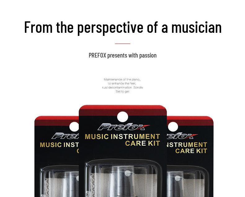 Prefox Instrument Care Set: Guitar Cleaner, Piano Maintenance Wax, String Oil.