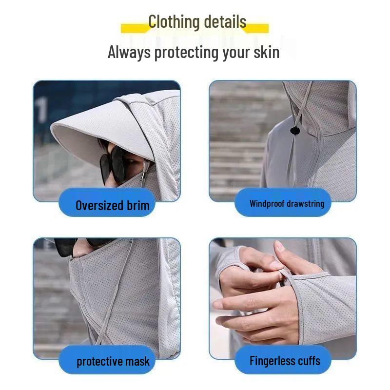 Men's Ultra-Thin Ice Silk Hooded Windbreaker: Breathable Sun Protection Jacket for Summer & Fishing