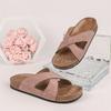 Women's Plus Size Casual Slide Sandals Cross Strap Open Toe Slip On Summer Beach Shoes Comfortable Footbed Lightweight Design