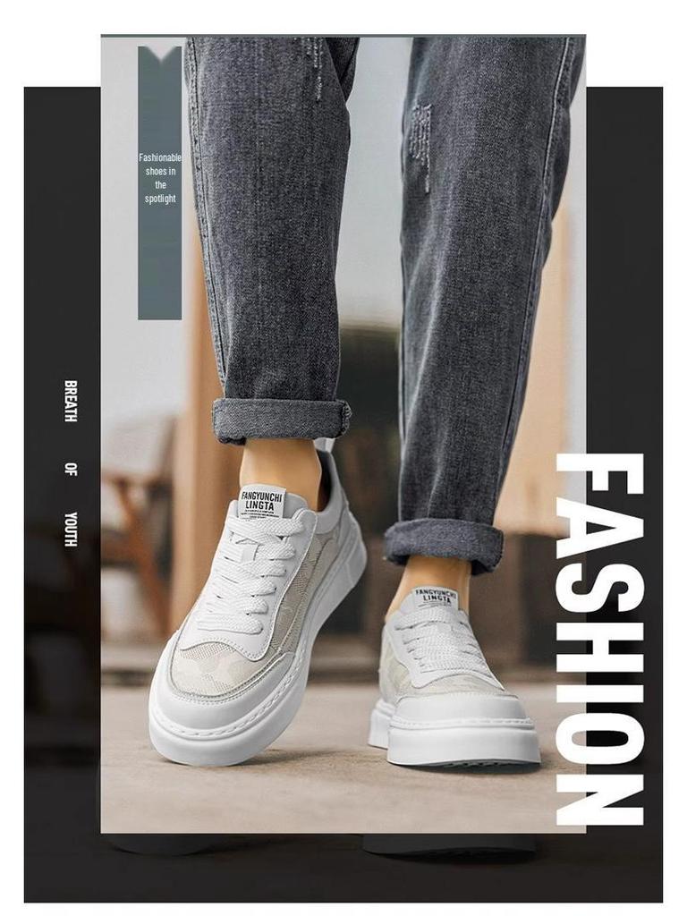 Men's Low-Top Canvas Shoes: Breathable, Anti-Odor, Non-Slip, Height-Increasing Casual Black Sneakers for Summer