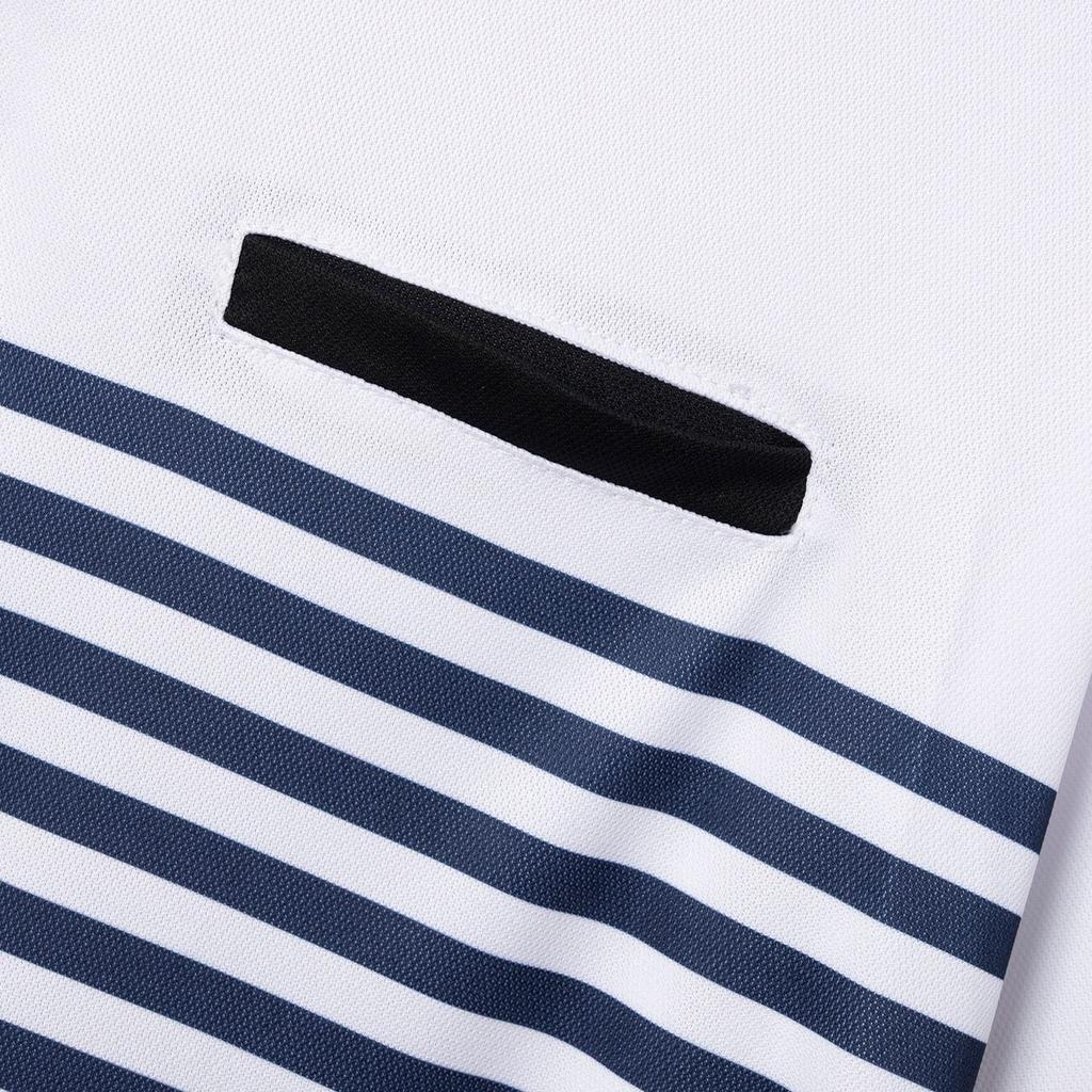 Summer Men Stripe Fashion Short Sleeve Lightweight Business Casual Polo Shirt Half Zip Solid Elastic Office Short Sleeve T-shirt