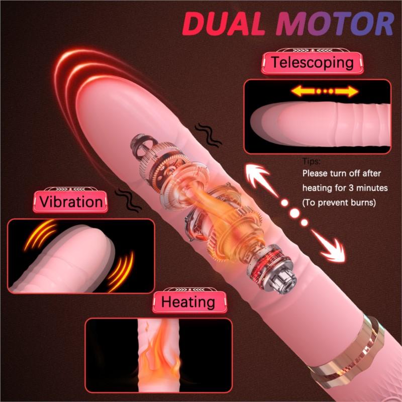 Dual Motor Realistic Thrusting Dildo Vibrator With Heating,10 Mode Sex Toys  Vibrator Clitoral Stimulator For Anal Stimulation