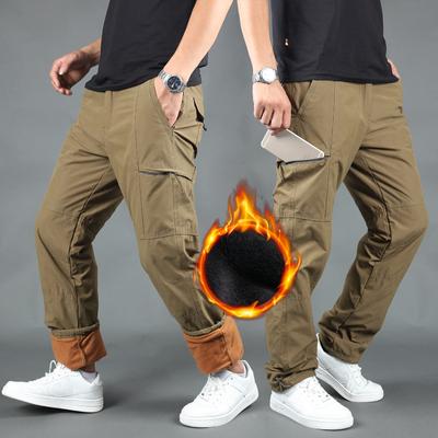 Winter Plush and Warm Men's Multi Pocket Pants