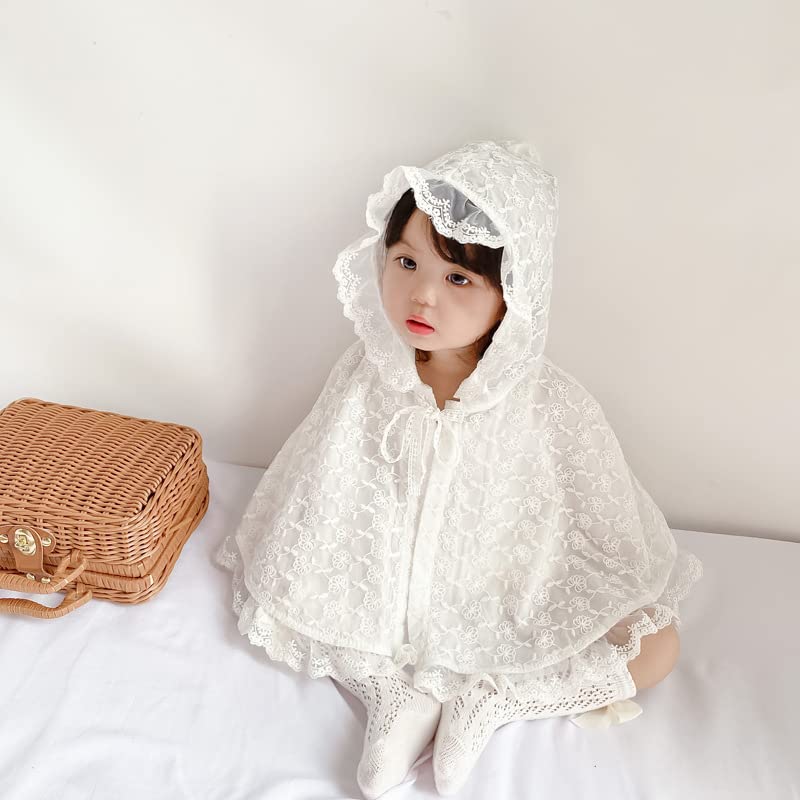 SLINX Baby Poncho with Princess White Floral for Outing Cold UV Outerwear Hood, Coat, All-Lace, Print, Children's Cloak/Cape Girls, Cloak, Protection,