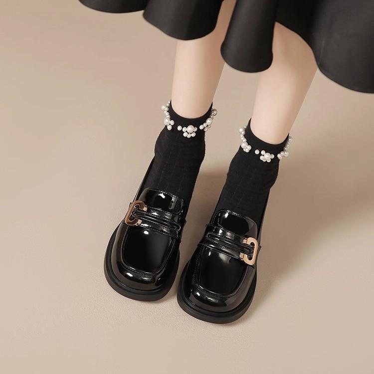 Small Leather Shoes Women's British Style 2025 New Autumn and Winter Velvet Jk with Skirt Loafers Versatile Platform Women's Shoes