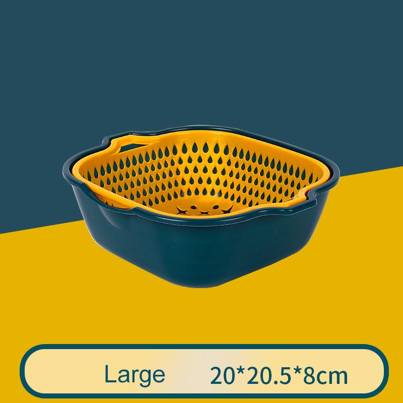 Multifunctional Double-Layer Drain Basket 2PCS/Set Vegetable Wash Basket Plastic Strainer Filter Food Colander Kitchen Gadget