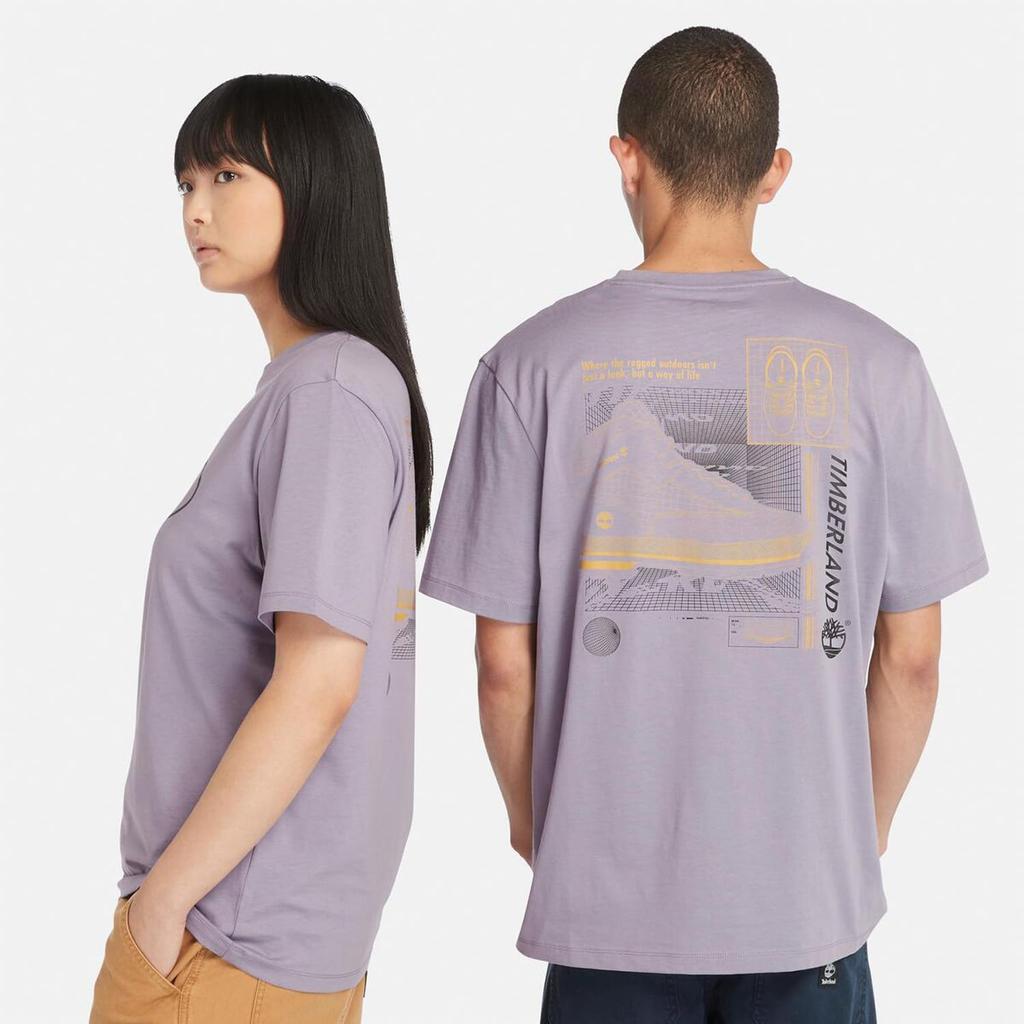 Timberland Kurzarm T-Shirt mit Grafik auf der Rückseite, Unisex, Erwachsene, Lila Asche, Größe L (TB0A4185EG71)