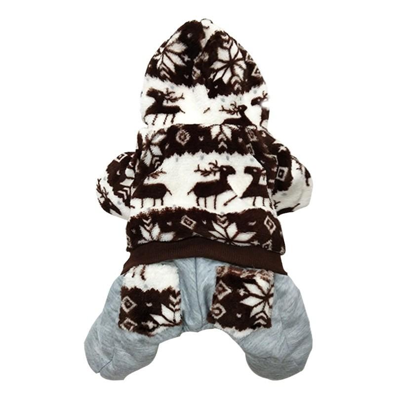 Winter Pet Cotton Coat Dogs - Festive Christmas Costume With Snowflake Reindeer Design Coral Fleece S To XL