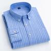 Men's Classic Fit Casual Plaid Linen Cotton Shirt Single Pocket Button-down Comfortable Soft Long Sleeve Stripe Checked Shirts