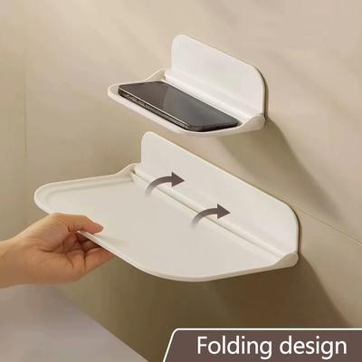 Faltbares Wandregal - Bohrerfreier Platzsparender Organizer für Badezimmer-Organizer WiFi-Router Faltbarer Lagerregal Halter Tablett