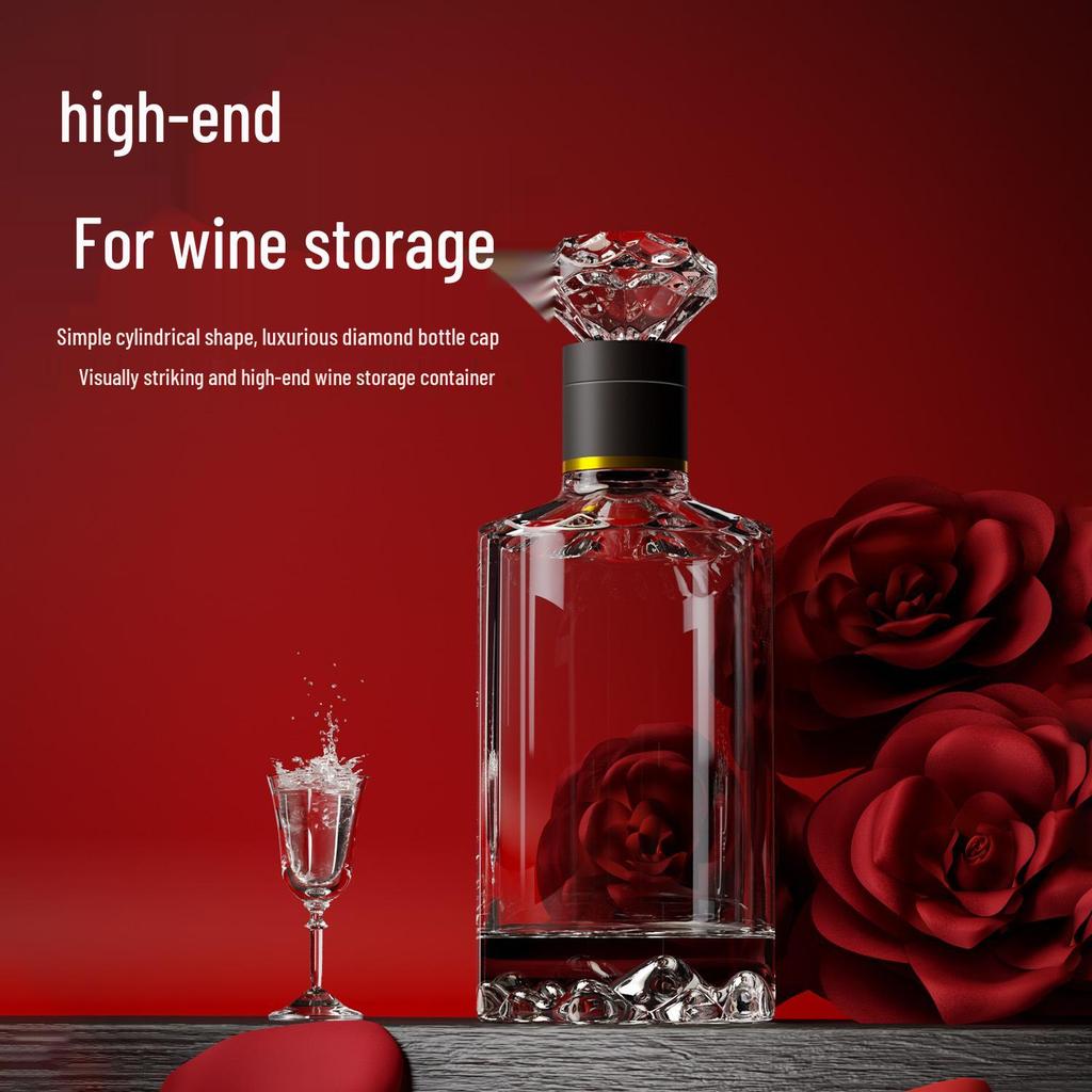 Diamond Transparent 500ml Glass Baijiu Bottle Set - Thickened, Sealed, Empty Wine Bottles