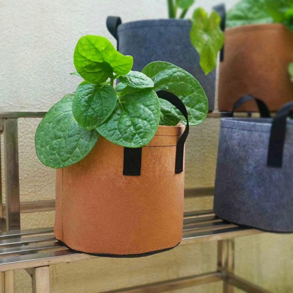 2/5/10 Gallon Garden Grow Bag Felt Plant Growing Pot Flower Vegetable Fruit Herb Fabric Container Indoor Outdoor Planting Tools
