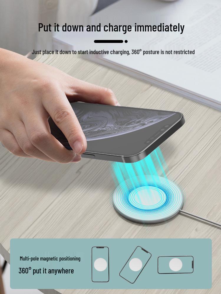 15W Ultra-Thin Round MagSafe Wireless Charger for Apple iPhone