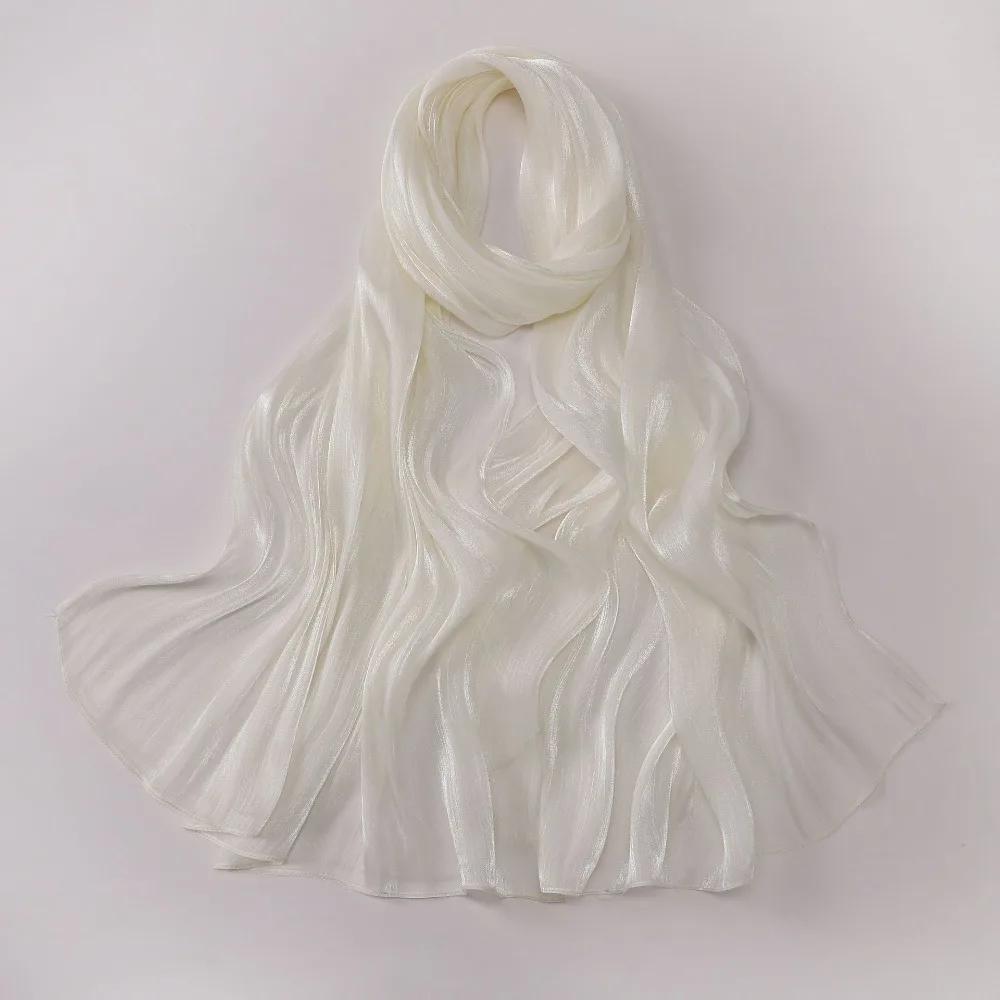 Fashion Solid Color Silk Scarf Chiffon Shining Chiffon Hijab Veil Soft Long Sunscreen shawl Outdoor